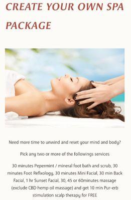 Create your own spa package