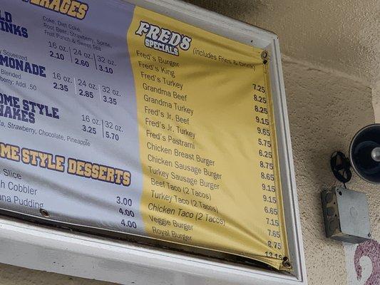 Current prices of Fred's Specials on 1/29/21