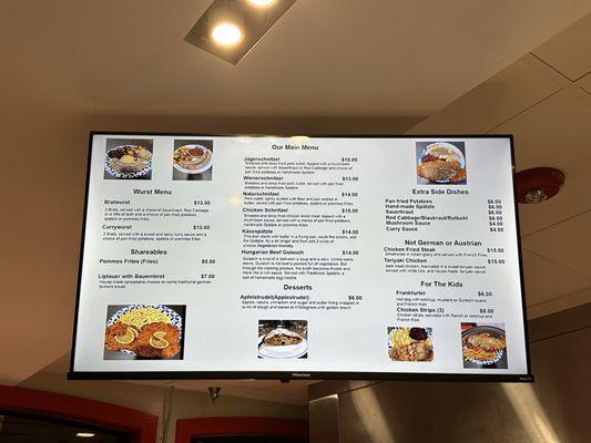 Ordering menu, directly above the ordering station.