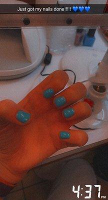 My Nails! I got the color "Mermaid Blue"!