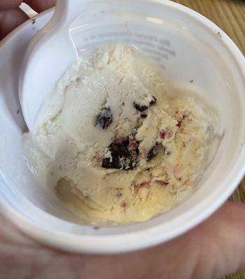 White chocolate raspberry with chunks of chocolate!