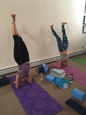 Working on forearm stands.  Carefully challenging ourselves.