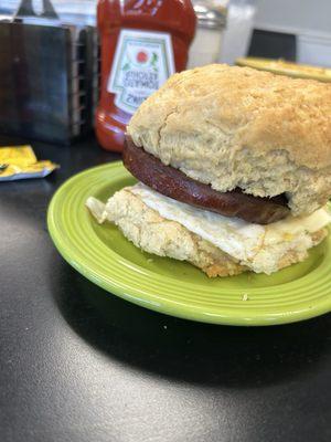 Fried Bologna Biscuit