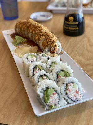 California roll and crunchy roll