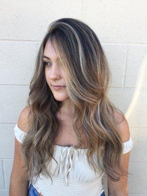 Beautiful balayage with baby lights