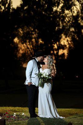 A happy couple during their reception.