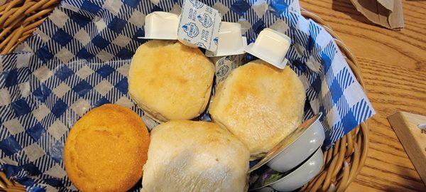 Cornbread and biscuits