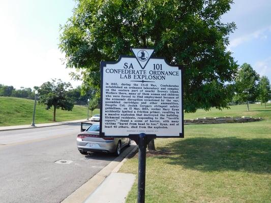 Confederate Ordinance Lab Explosion Historical Marker in Richmond VA