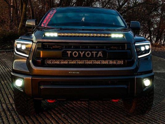 Toyota Tundra w/ NSV light bar & Morimoto XB LED Headlights.