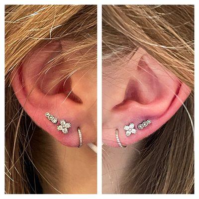 Triple lobe piercing