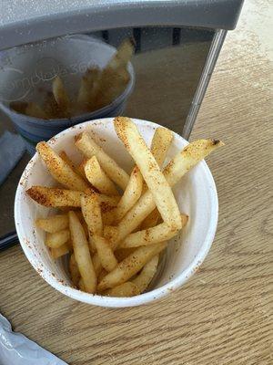 Seasoned fries, half gone