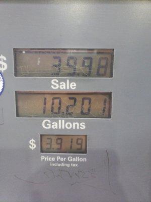 They took 2 cents from my 40 ft. Dollars on pump 5.