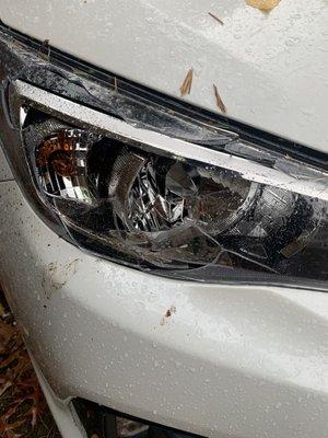 Smashed headlight