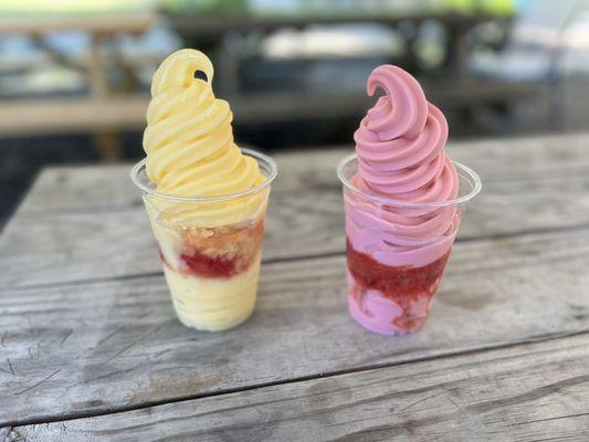 Pineapple dreamwhip and strawberry dreamwhip