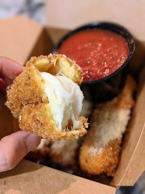 Housemade Mozz Sticks ($9) - hand-breaded housemade fresh mozzarella with choice of tomato or ranch dipping sauce.