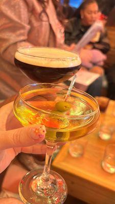 Dirty Martini and Espresso Martini