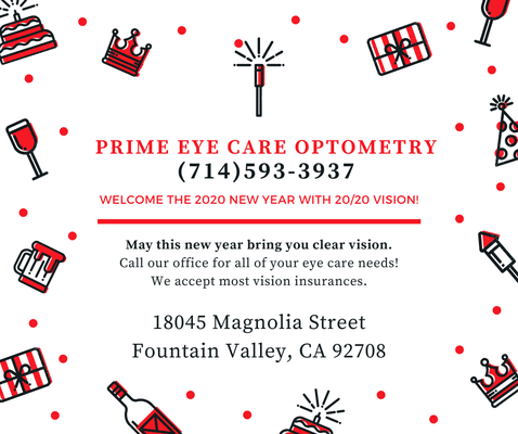 Best wishes for a festive Holiday Season and a Happy New Year from all of us at Prime Eye Care Optometry!