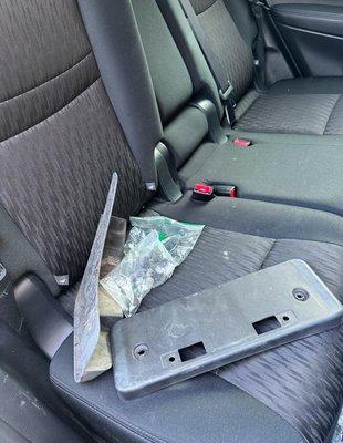 Parts left in the backseat and not install on pickup date.