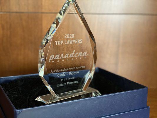 Our attorney Cindy Nguyen was selected as 2020 Top Lawyers by Pasadena Magazine!