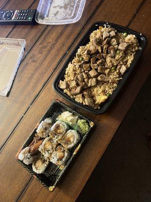 Shrimp tempura roll  Steak fried rice