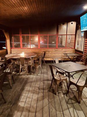 Salt Hill Pub back deck with TV and fire Pit!