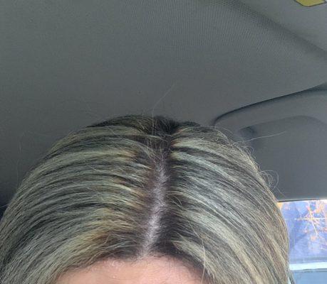 Cheetah print part line. Orange banding between blonde and brown makes me so scared all of the lifted hair will snap off