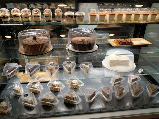 Desserts on display by cash register