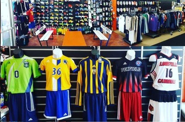 Team uniforms and apparel as well as footwear and retail store