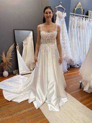 Silk and beaded lace wedding dress option