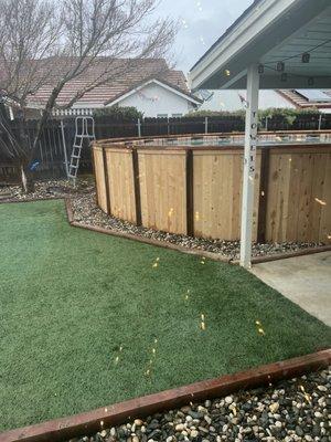 Tomita's Fencing did both the frame around the pool and the artificial turf seen in the photo.