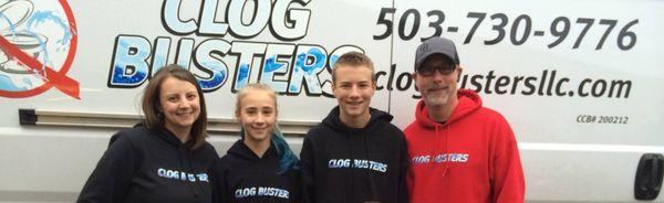 Clog Busters is a local, family owned & operated business.  Here is Tom & Tricia with their children, Tommy & Emily in 2014.