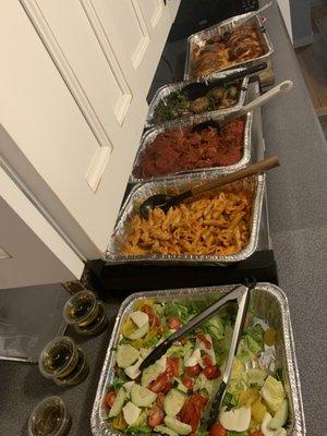 Catering trays were amazing (tossed salad, penne vodka, meatballs, broccoli rabe & sausage, chicken parm)