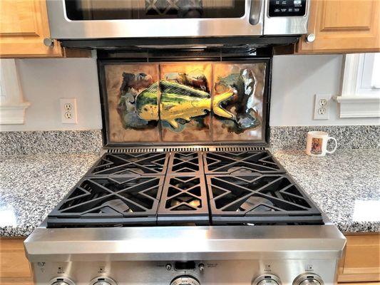 Ceramic Kitchen Backsplash featuring a Hawaiian Dolphin with multiple colors