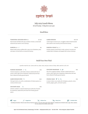 July Menu Front