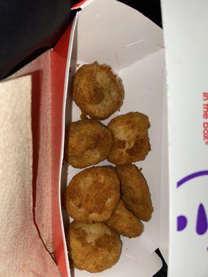 Chicken nuggets. Really good, but pricey. $6.99/8pc