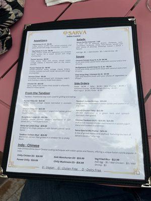 Sarcasm cafe menu