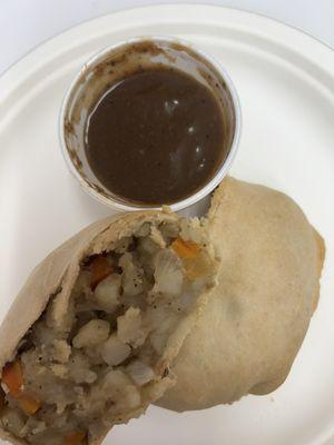 Traditional beef pastie with gravy