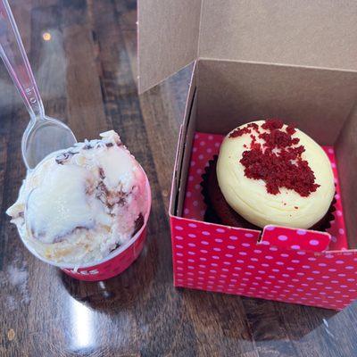 Almond Joy ice cream & Red Velvet Cupcake