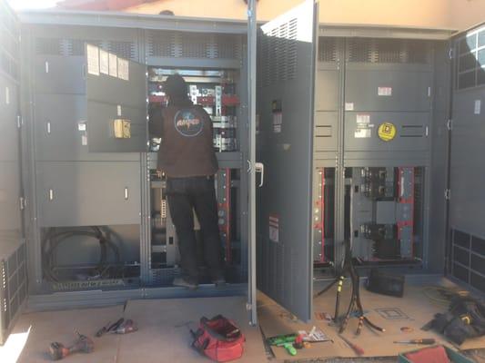 Jalynd is making terminations into a 1200 amp switchgear that feeds all power to the Laposada Resort in Winslow Arizona