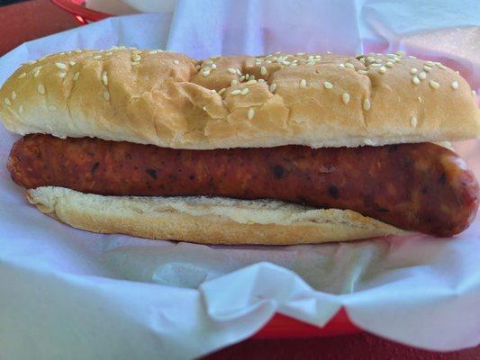 Andouille sausage with great flavor but tough casing