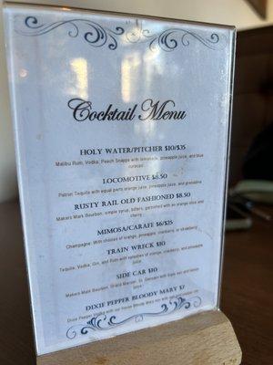 Drink menu