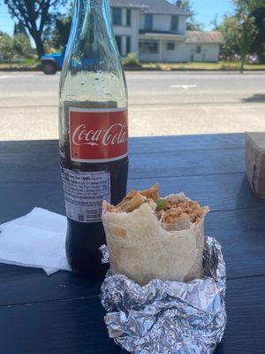 Mexican Coca-Cola and a giant fajita burrito