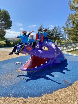 Students enjoying magic mountain playground before the field trip to Curodyssey