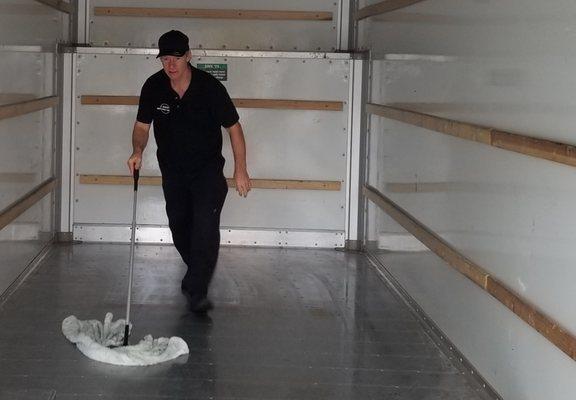 Clean truck floors means clean box bottoms when put on your carpet at the unload house.