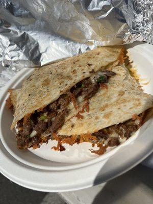 Flour Quesadillas with carne asada.