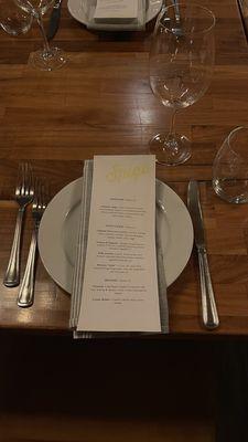 Set menu placing