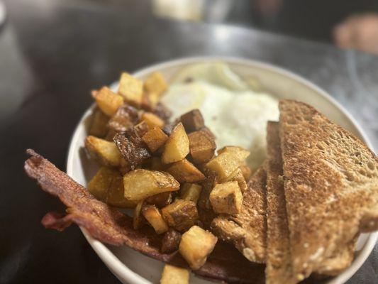 Classic Breakfast includes eggs your way, toast, home fries and baon