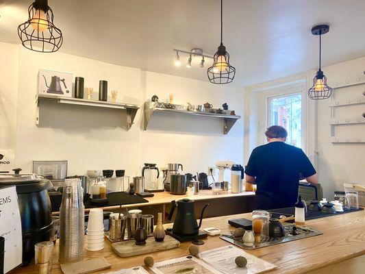 The layout of the interior allows you to watch them make the drink right in front of you