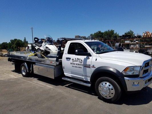 2013 cam am spyder loaded on our flatbed...