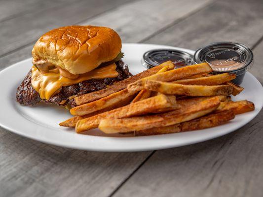 Smash burger with hand cut Fries